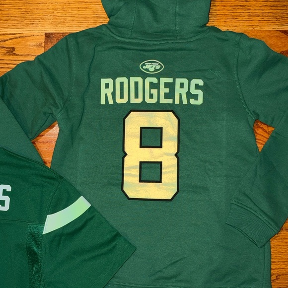 New Aaron Rodgers NY Jets Youth Hoodie & Jersey M - Picture 6 of 6
